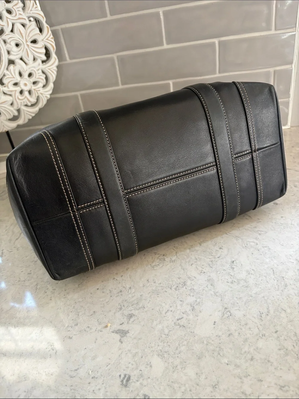 Coach Y2K Hampton black leather carryall Tote 6491 ~EXCELLENT
